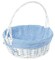 White Round Willow Gift Basket, with Gingham Liner and Handle